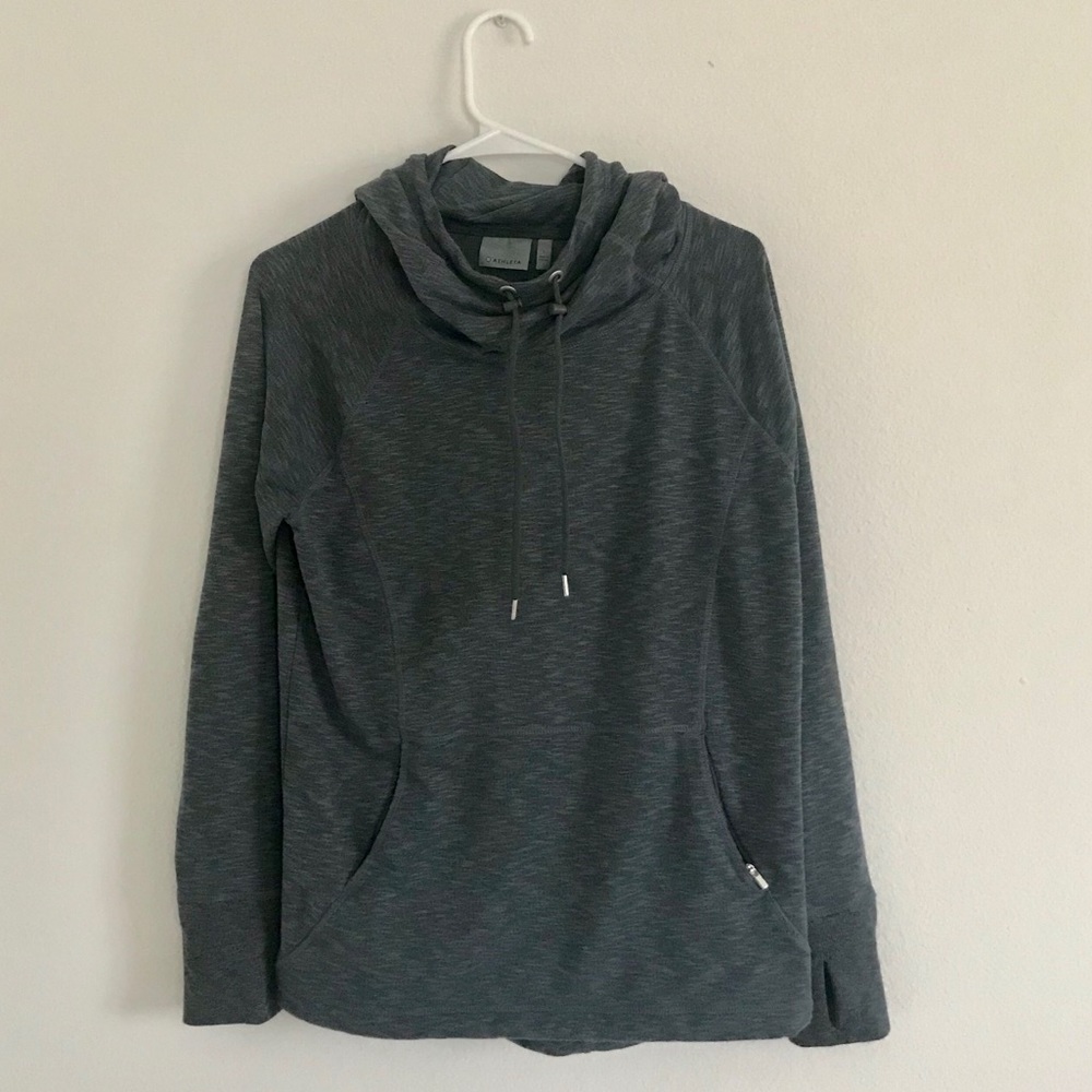 ATHLETA BLUE COWLNECK DRAWSTRING HOODIE